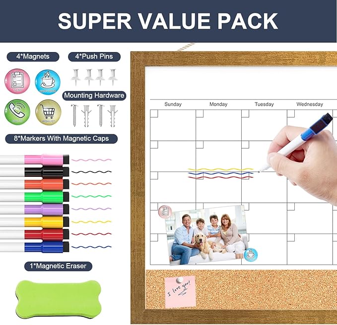 Calendar Whiteboard for Wall, 17x13 Inches White Board Calendar Dry Erase - Image 5