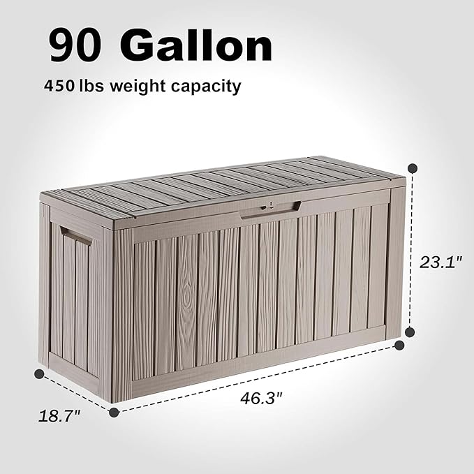 EasyUp 90 Gallon Deck Boxes Waterproof, Outdoor Large Storage Boxes - Image 2