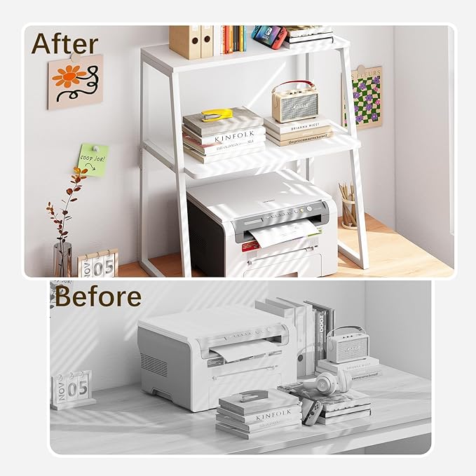 Arbuxzuy Printer Stand for Desk, Desktop Printer Shelf, 3 Tier Desk Shelf for - Image 4