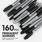 Dabo&Shobo Permanent Markers, 160 Pack Black Permanent Markers Bulk, Fine Tip - Image 2