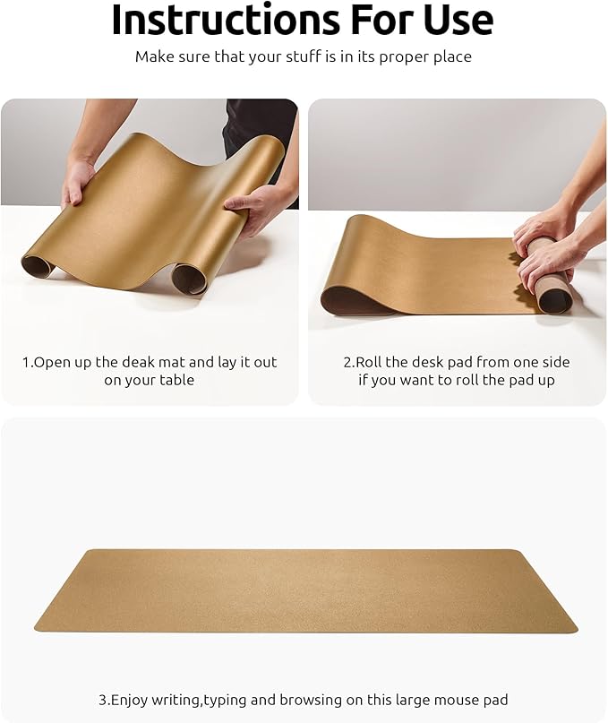 YSAGi Leather Desk Protector, Office Mat, Large Mouse Mat, Non-Slip PU Leather - Image 7