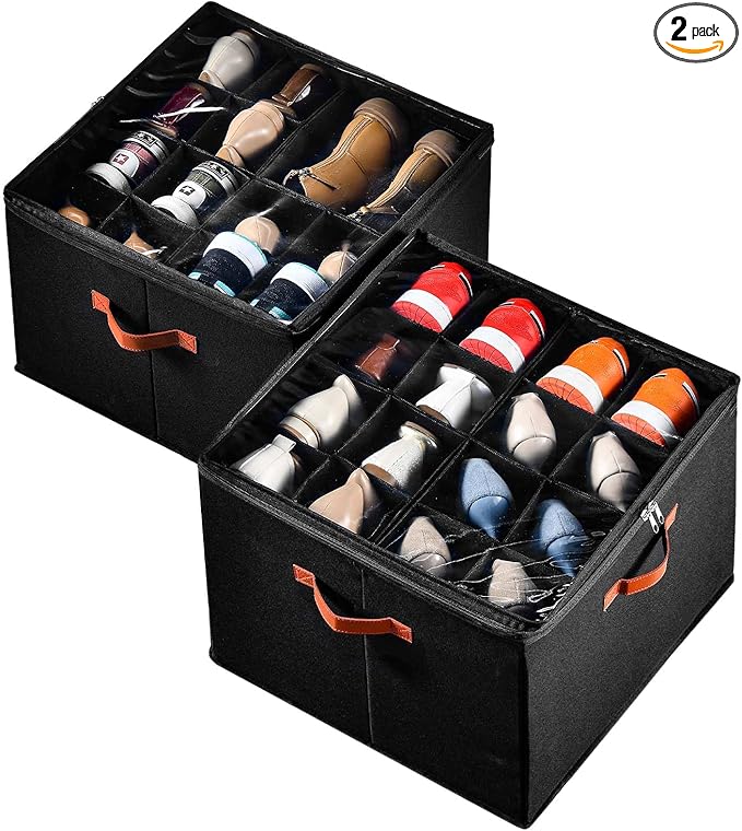 INSTY 2 Pack Shoe Organizer for Closet, Fits up to 32 Pairs, Adjustable by INSTY