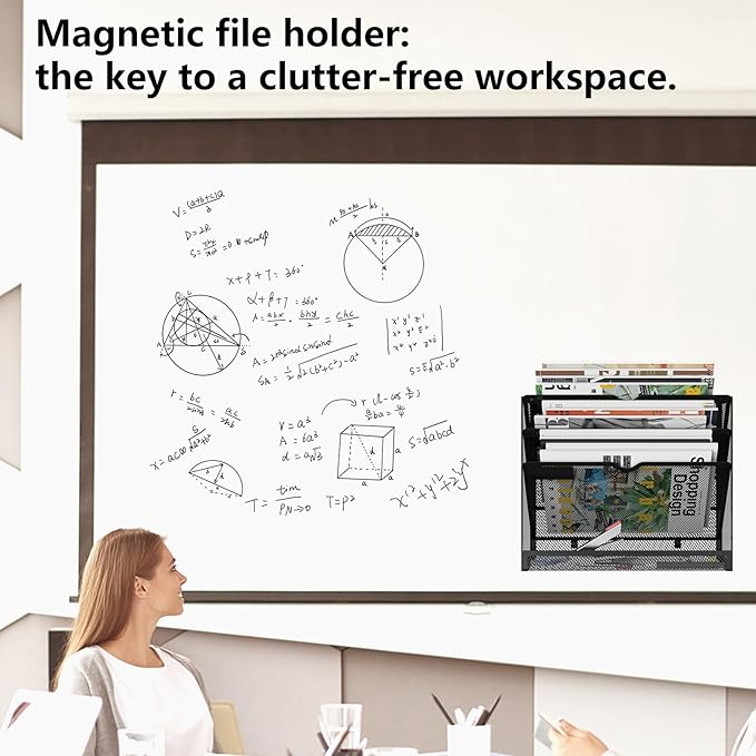 KZWKRG 4 Tier Magnetic File Holder, Large Capacity Mesh Hanging Wall Organizer - Image 9