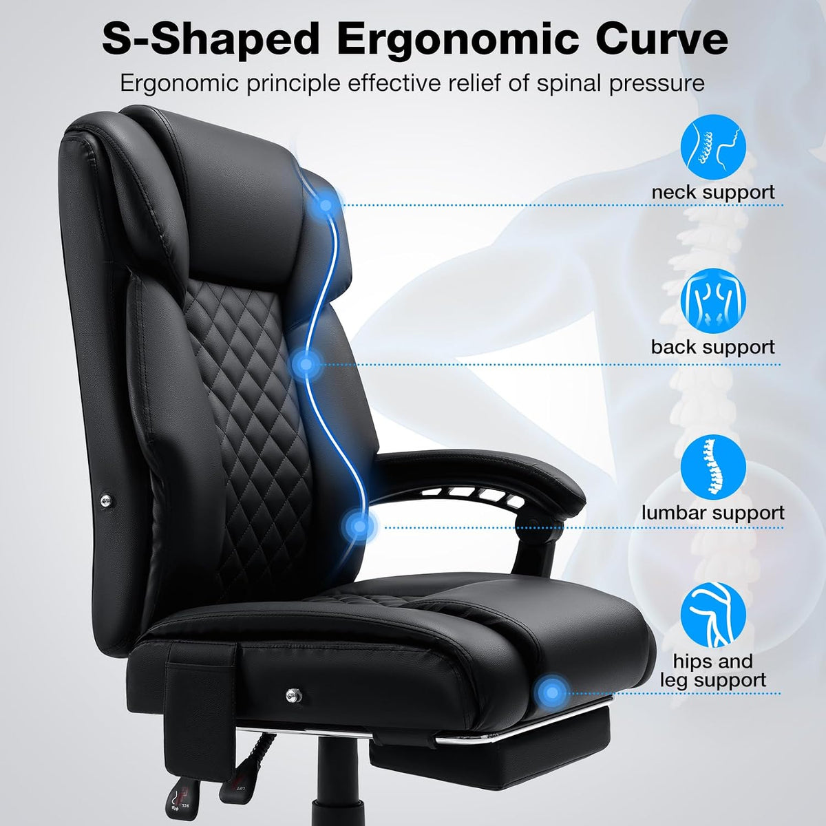 HOFFREE Massage Office Chair with Heat 7 Points Vibration Ergonomic Executive...