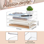 Harloon 4 Tier Acrylic Paper Tray 12.4 x 8.9 x 1.7 Inches Stackable Letter - Image 2