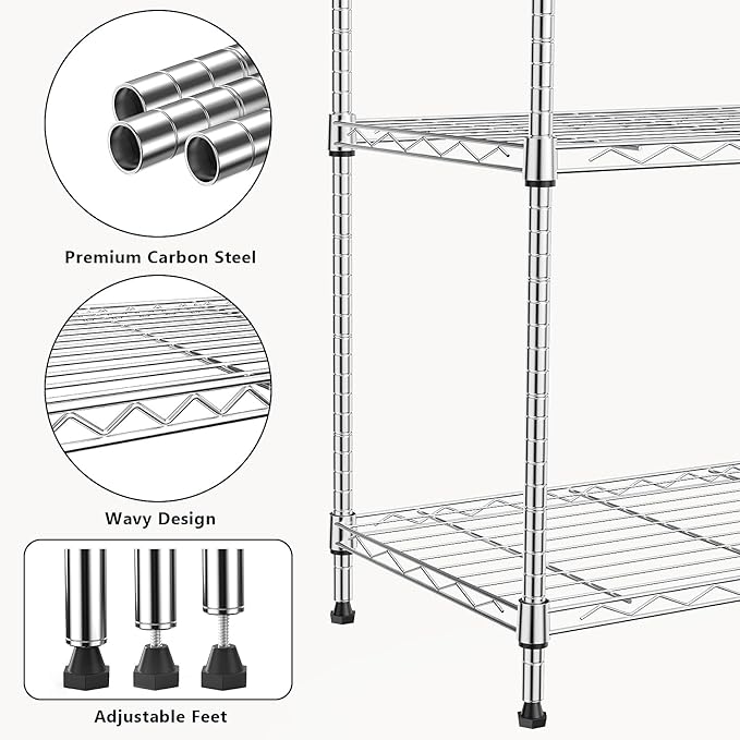 M MZG 1250 lbs 5 Tier Shelf Metal Storage Shelves Wire Rack Closet Organizers - Image 5