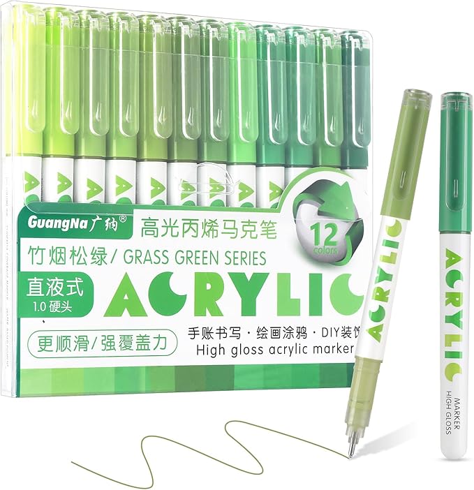 kander Acrylic Gel Pens, 12 Colors Highlighter Acrylic Gel Ink Pens by Yourcreativeassistant