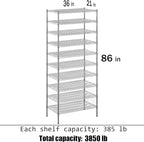 Regal Altair 21" Deep x 36" Wide x 86" Height Wire Shelving Kit | 10-Tier | NSF - Image 3
