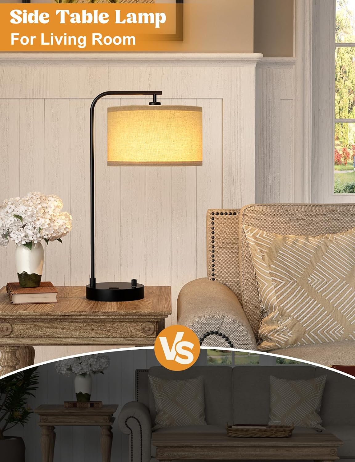 20.7" tall table lamp with usb & outlet showing dimensions
