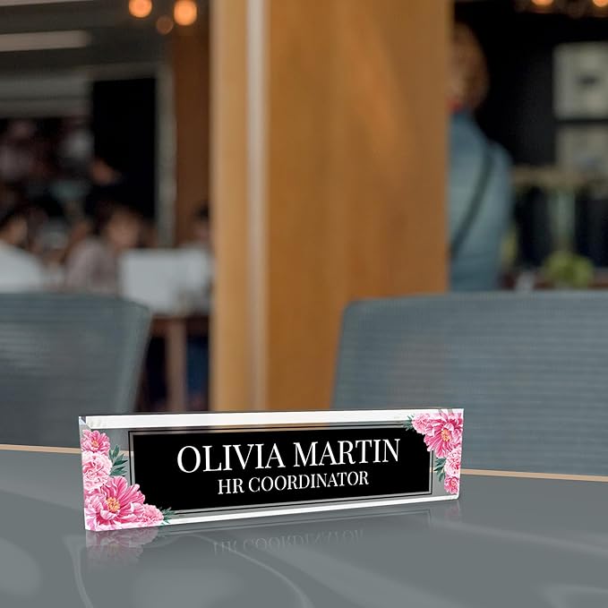 Signs ByLITA Floral Pattern Customized Nameplate | Midnight Bloom Personalized - Image 4