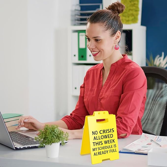 Smilelife Funny Office Cubicle Decor No Crisis Allowed This Week Desk Sign Team - Image 5