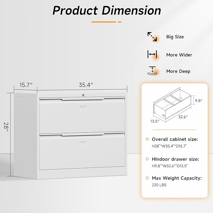 Bestoo 2-Drawer Lateral File Cabinet - Image 3