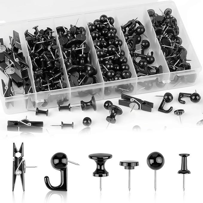 290 Pcs Push Pins, 6 Style Thumb Tacks Set by Unknown