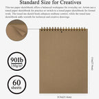 Fuxi Toned Tan Sketchbook 8.5x11, 60 Sheets Acid- Free Tan Paper, Spiral Bound - Image 2