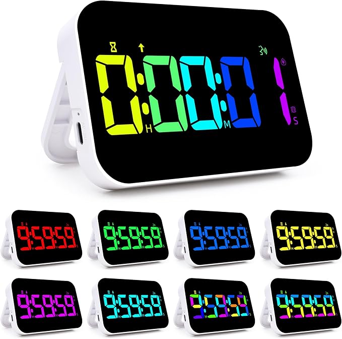 Kitchen Timer（1.5" Number）with Voice Reminder, 10 RGB Color Changing Digital by Unknown