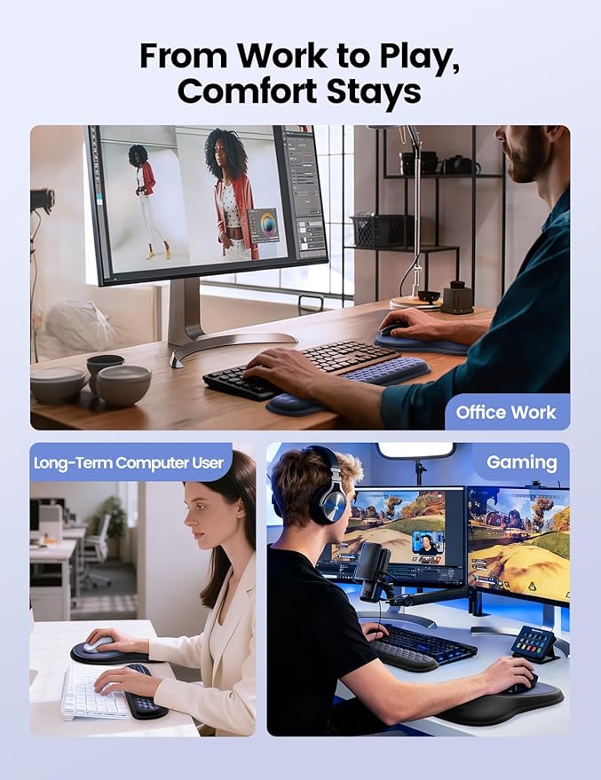 meatanty Keyboard and Mouse Wrist Rest Set, Ergonomic Wrist Pad Support - Image 7