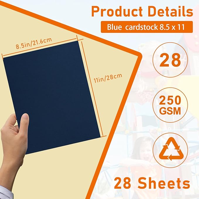28 Sheets Navy Blue Cardstock 8.5 x 11 Craft Paper, 92lb Premium Paper Card - Image 2
