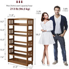 AnywaysWood 5-Tier Solid Wood Open Bookcase, Modern Display Bookshelf, - Image 2