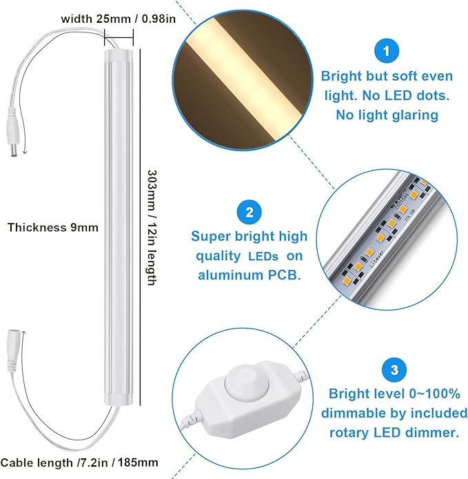 Litever Under Cabinet LED Lighting Kit, Super Bright, 31W 2000 Lumen, Plug or - Image 2