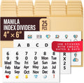 4x6 Index Card Dividers with Tabs, Recipe Card Box Organizer Dividers 4 x 6 | 25 Heavyweight 4x6 Dividers With Tabs and 108 Alphabet & Monthly Stickers for Photo Box, Recipe Box & Index Card Storage