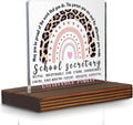 School Secretary Appreciation Gift Desk Sign, Leopard Rainbow Difference Maker by Pariveca