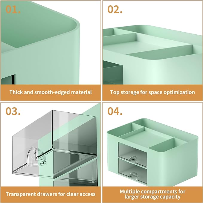 Marbrasse Pen Organizer with 2 Drawer, Desk Organizers and Accessories with 5 - Image 5