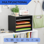 GDINDINFAN Wood Desktop Letter Tray File Organizer, Paper Storage Mail Sorter - Image 6