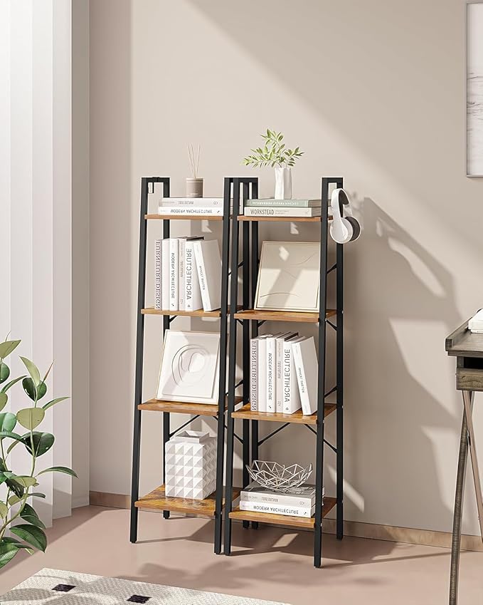 Hzuaneri Ladder Shelf, Bookshelf Bookcase, Freestanding Corner Storage Shelve - Image 4