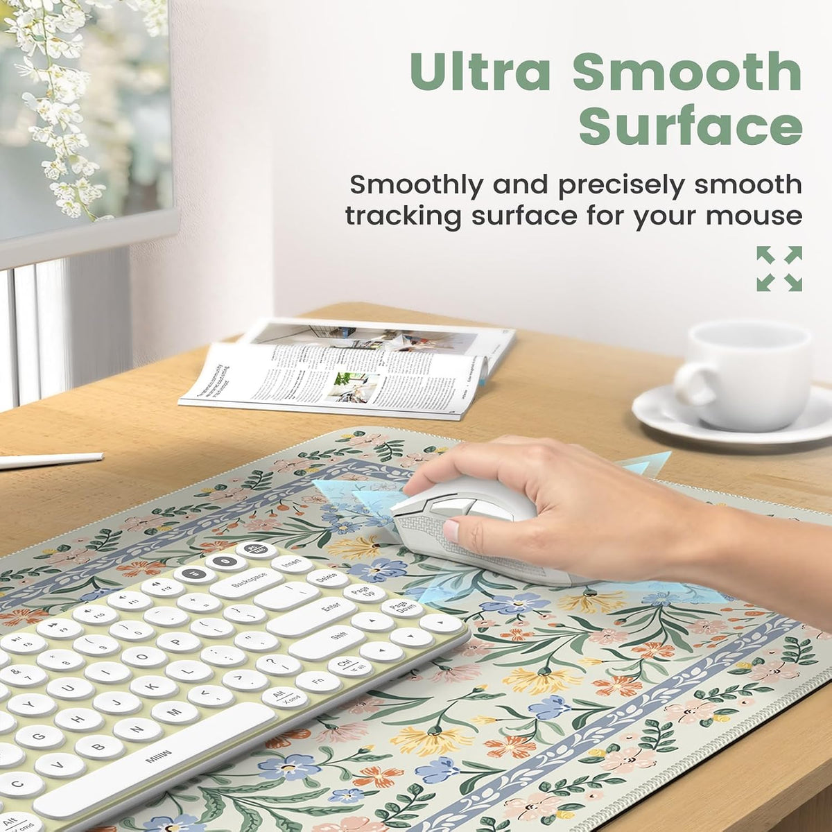 iCasso Green Desk Pad Mat, Large Mouse Pad and Keyboard Wrist Rest Set