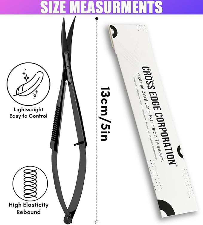 Cross Edge Curved Spring Scissors 5 Inch Stainless Steel Precision Eyebrow & - Image 4