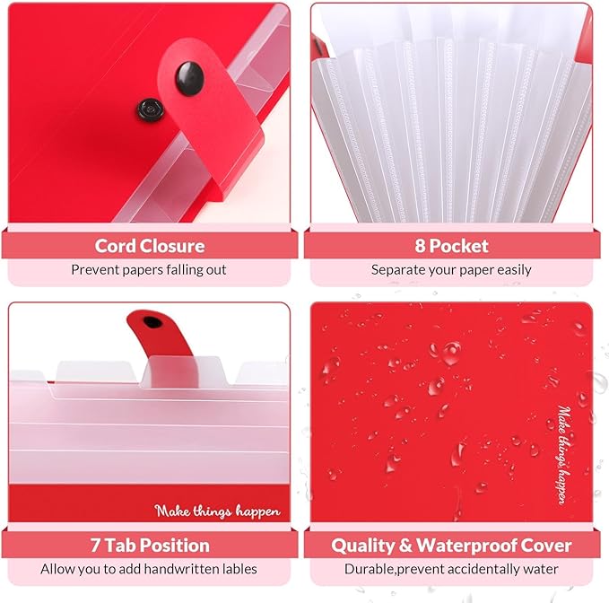 SKYDUE 8 Pockets Expanding File Organizer, Expandable File Folders - Image 4