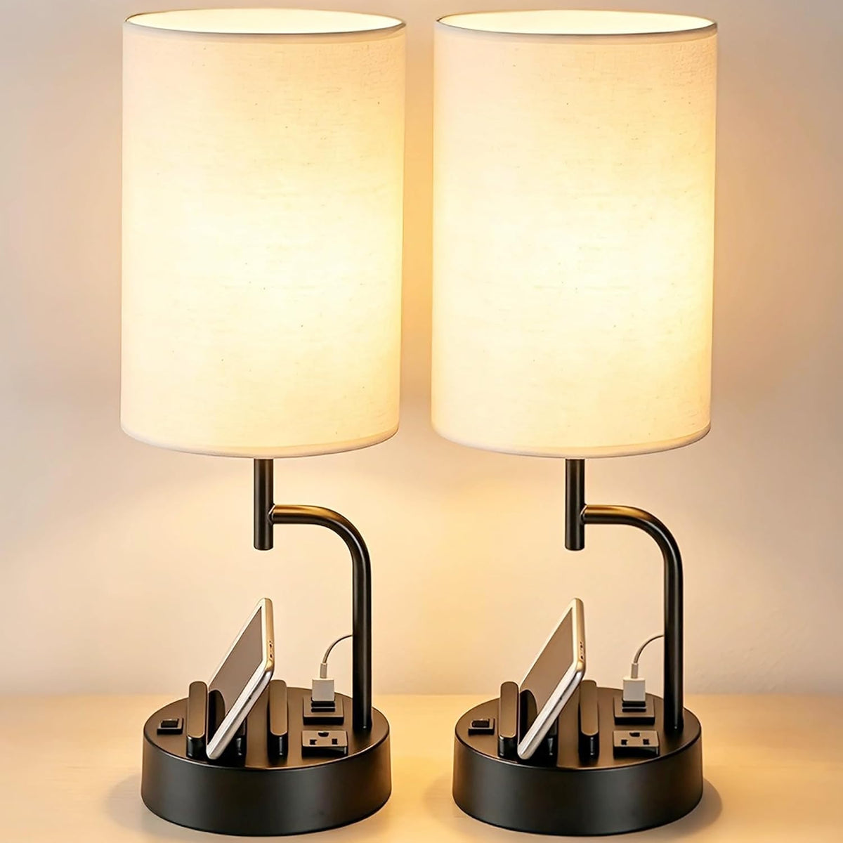 dreamholder 2 pack table lamp, bedside lamp with, main product view