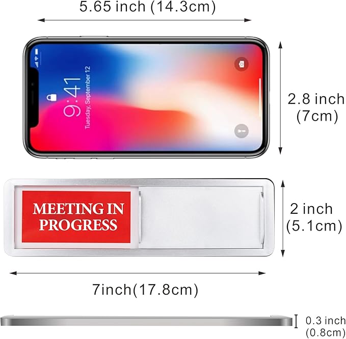 Meeting in Progress or Vacant Door Sign, Sliding Status Indicator Sign - Image 2