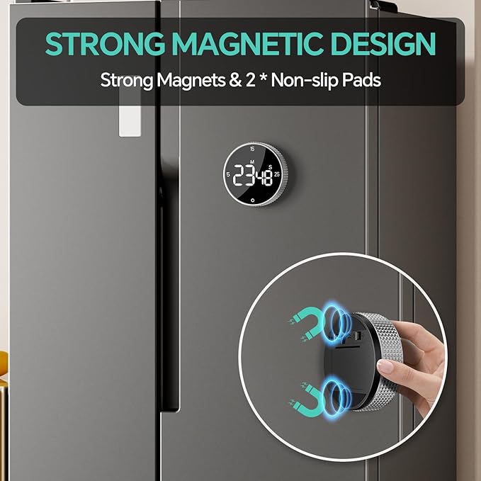 Digital Kitchen Timer with Magnetic, Large LED Display Countdown/Countup Timer - Image 2