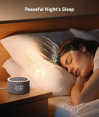 dreamegg d1+ sound machine alarm clock, 29 soothing on a desk or shelf