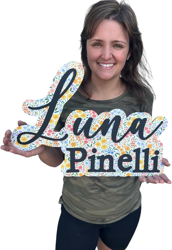 Girls floral room sign, flower theme room wall decor, personalized kids name by Unknown