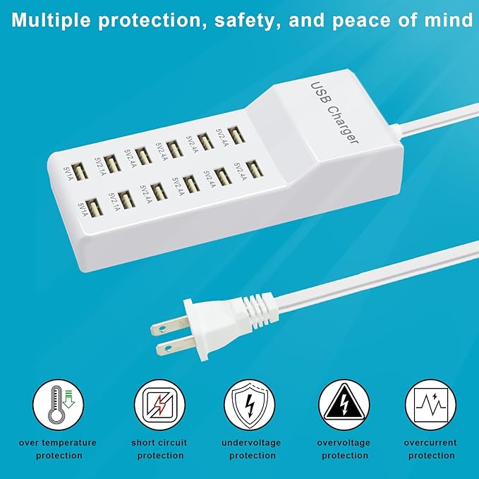USB Charging Station with 12 Port Power Strip Fast Charging hub - Image 4