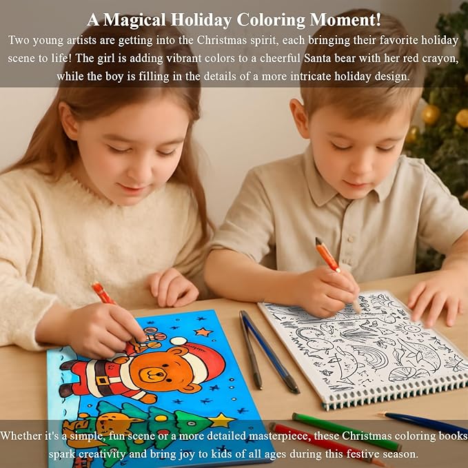 Fuxi Christmas Coloring Books for Kids Ages 8-12, 60 Sheets Blank Sketchbook + - Image 7