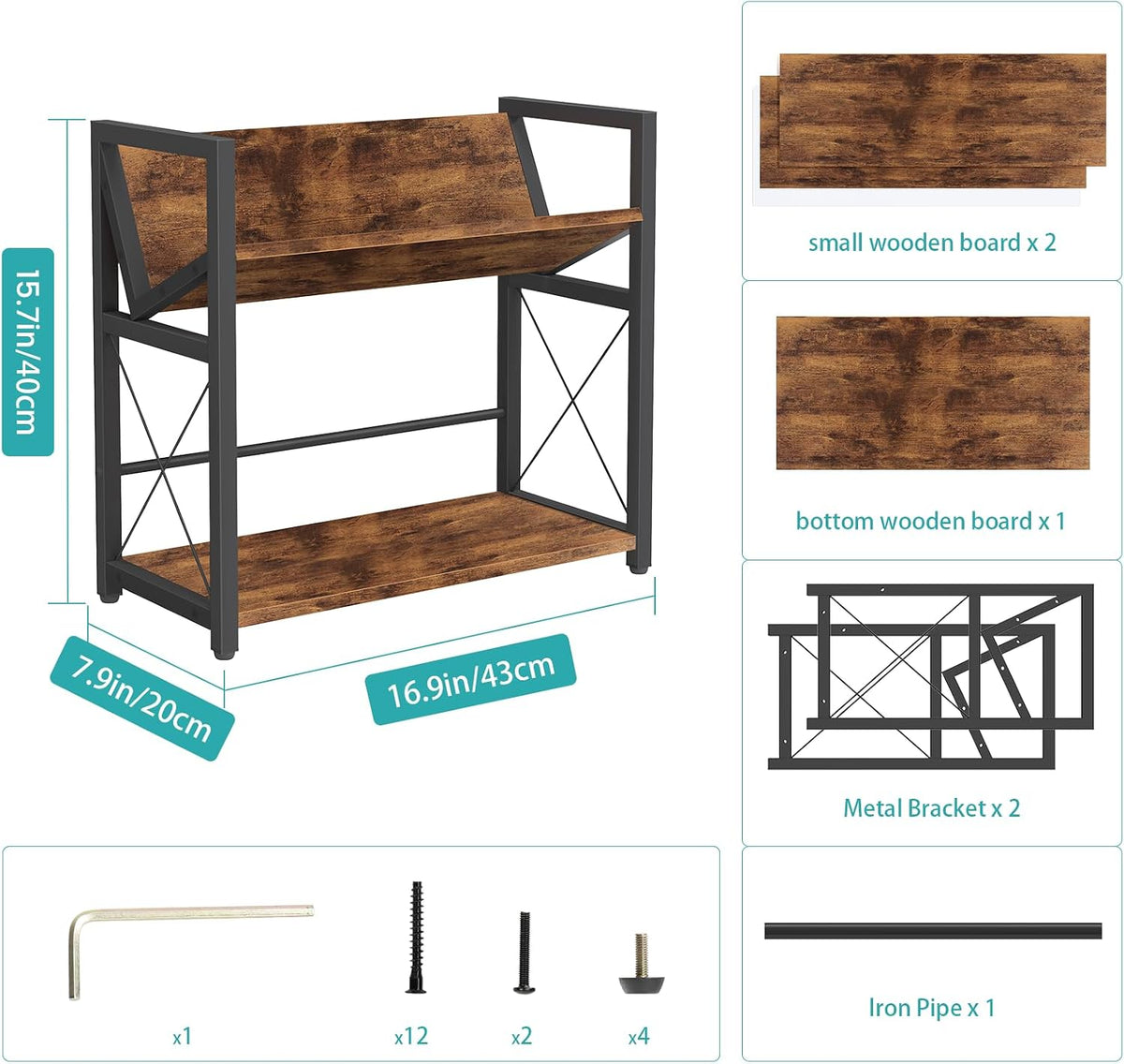 ELITEROO Desktop Bookshelf, 2 Tier Desk Shelf Organizer, Wooden Tabletop Book...