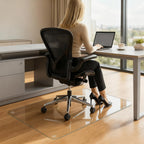 Tempered Glass Chair Mat, 48" x 31" Glass Office Chair Mat, 1/5" Thick Clear Floor Mat with Anti-Slip Pads, Heavy Duty Glass Mat for Carpeted and Hard Floor