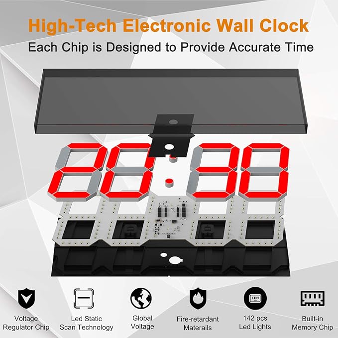 LED Large Digital Wall Clock, Oversize Wall Clock - Image 6