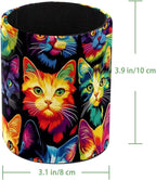 Leather Pen Holder for Desk, Colorful Cat Pattern Pencil Cup Desktop Organizer - Image 4