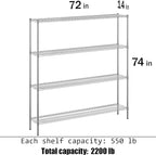 Regal Altair 14" Deep x 72" Wide x 74" Height Wire Shelving Kit | 4-Tier | NSF - Image 3