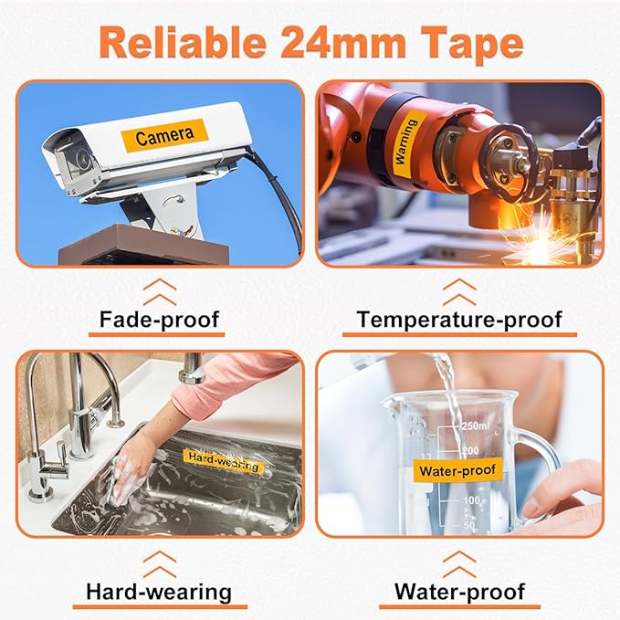 24mm Label Tape Orange Replace for Brother P Touch TZe TZ Tape 24mm 0.94'' - Image 4