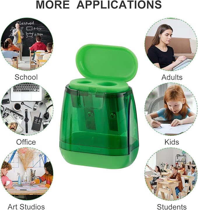 Sonuimy Pencil Sharpeners, Dual Holes Compact Colored Handheld Pencil Sharpener - Image 7