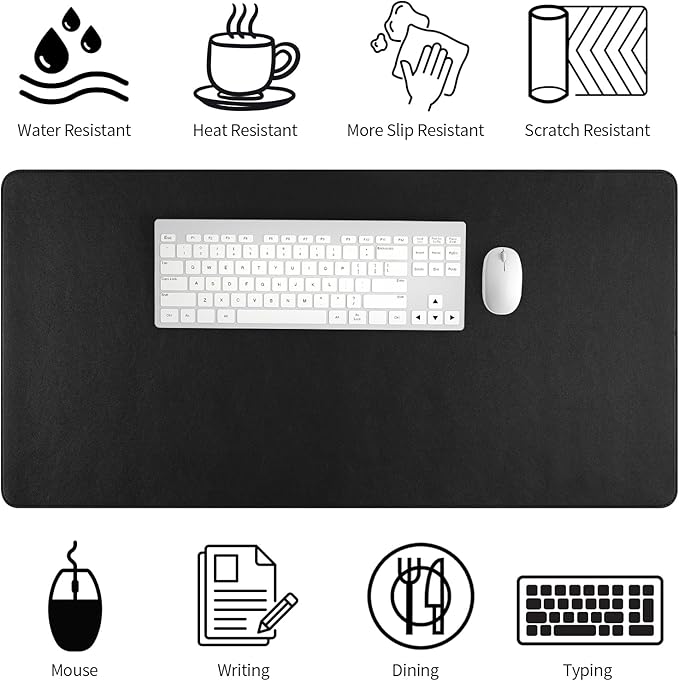 Bloss Desk Mat with Stitched Edges, Leather Large Mouse Pad, Non-Slip Desk - Image 4