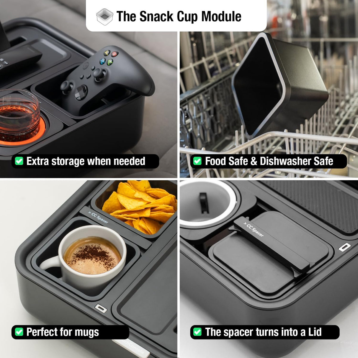 CouchConsole Original Tray - Drinks & Snacks Sofa Caddy with Armrest, Tab...