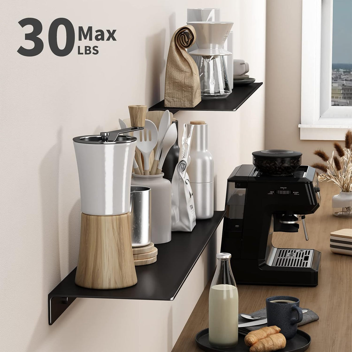 Danpoo 20 inch Long Metal Floating Shelves for Wall Organizer & Storage, ...