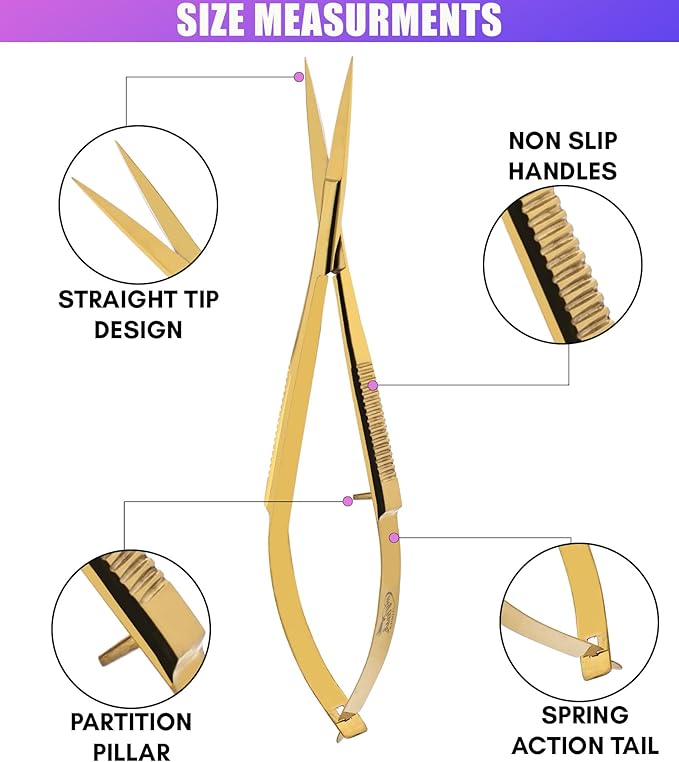 Cross Edge Spring Scissors 5 Inch straight Stainless Steel Precision Eyebrow & - Image 6