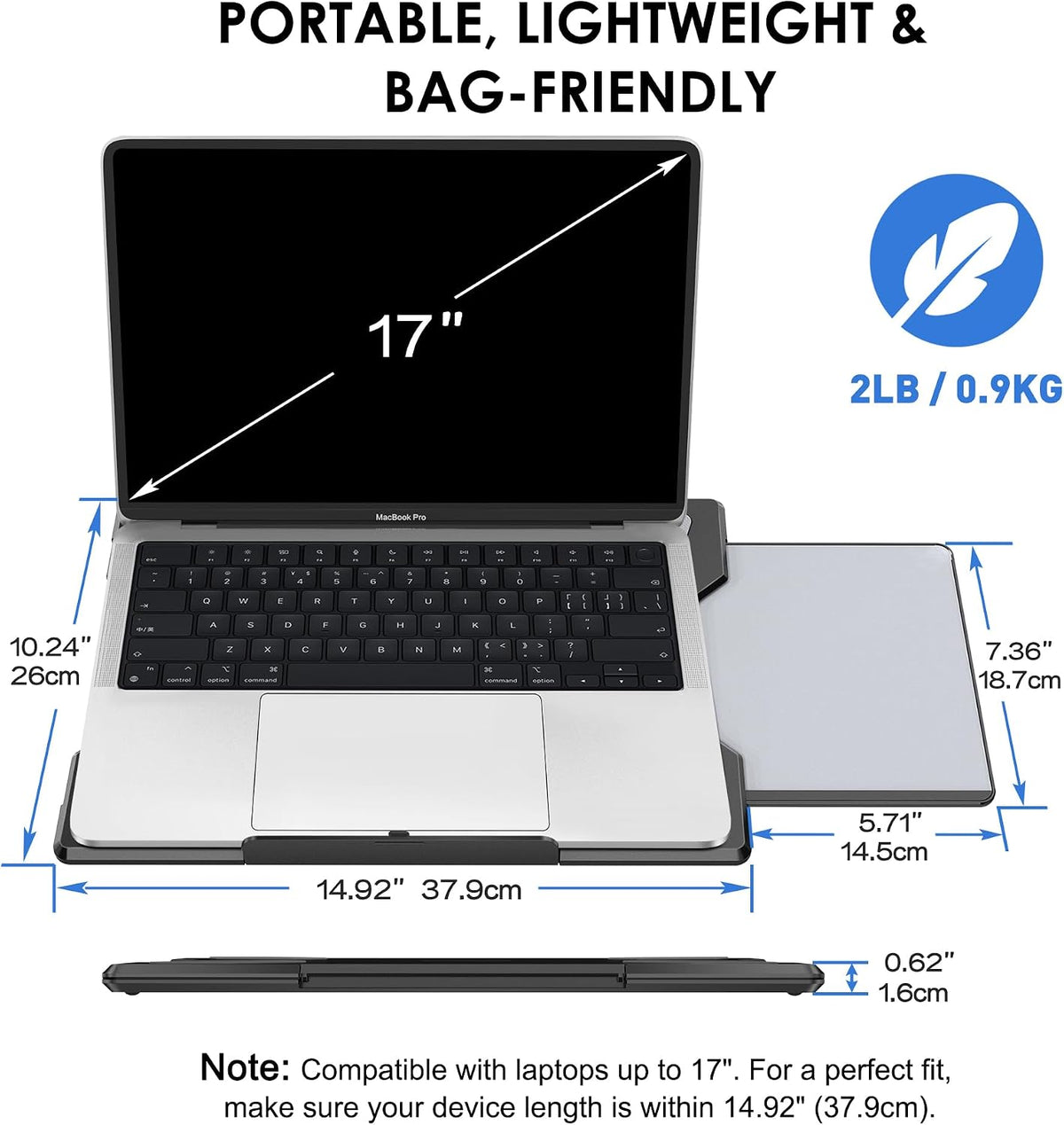 Laptop Lap Desk for Bed & Couch, Portable Laptop Lap Pad with Retractable...